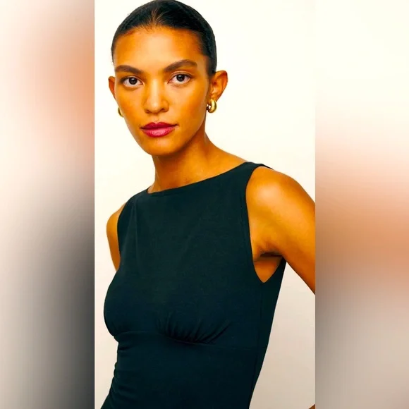 NWT Reformation Mayve Knit Dress black cotton small - Picture 5 of 10